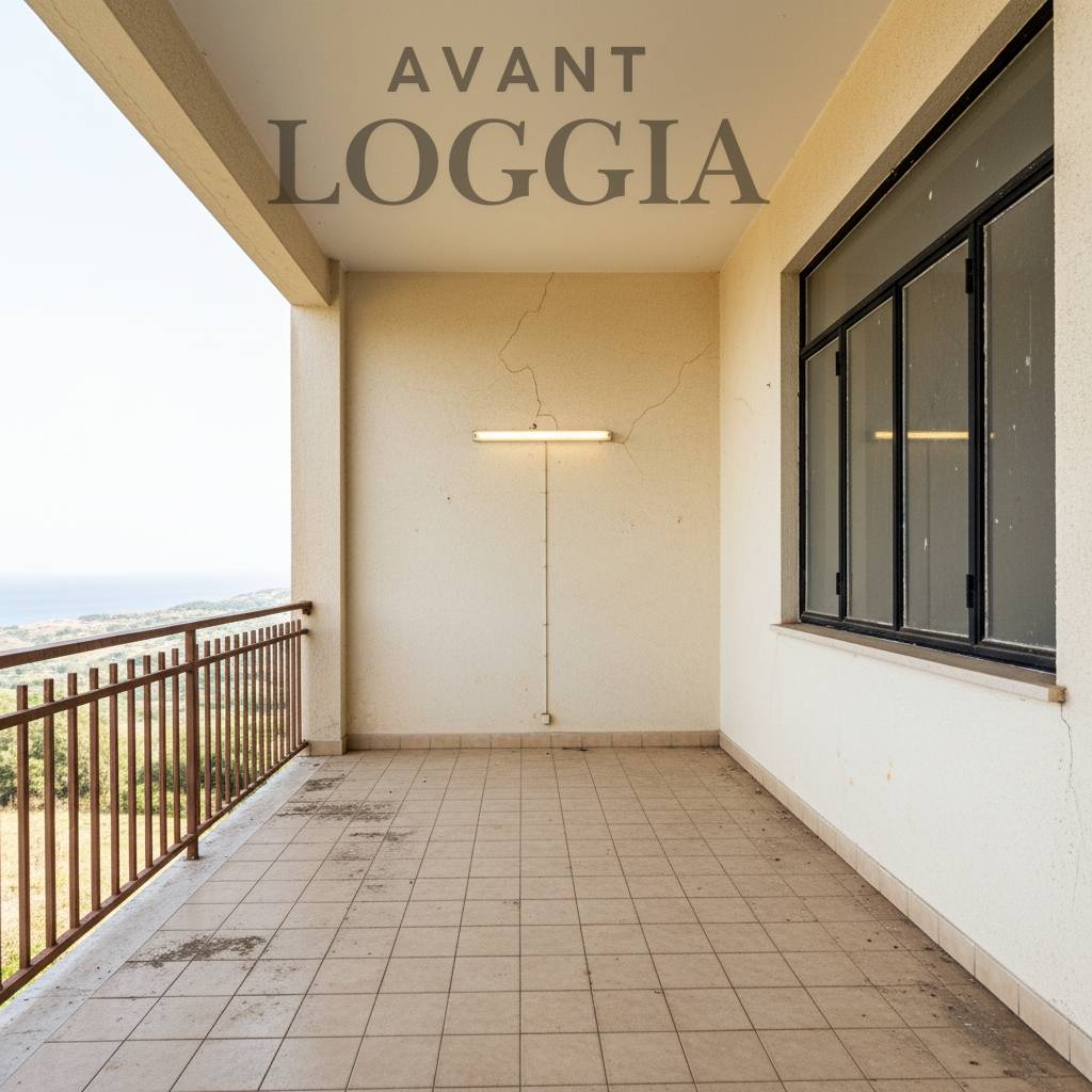 Loggia brut et vieillissante avant rénovation dans les hauteurs de Borgo