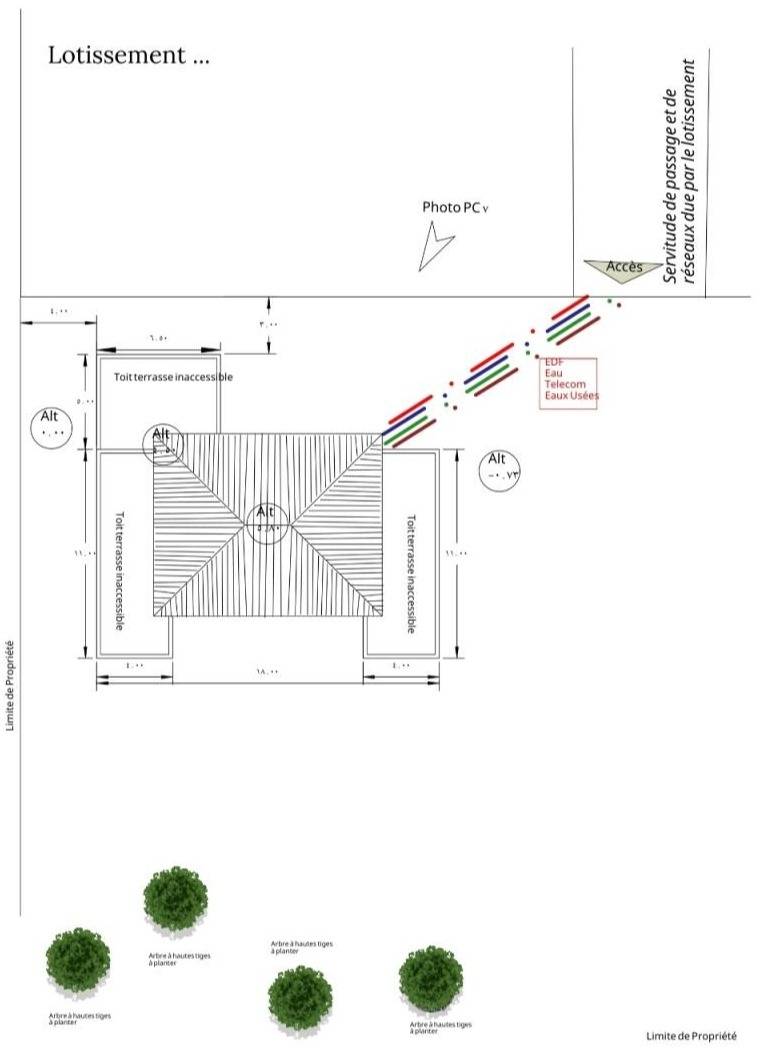Plan de masse pour dépose de permis de construire à Vescovato