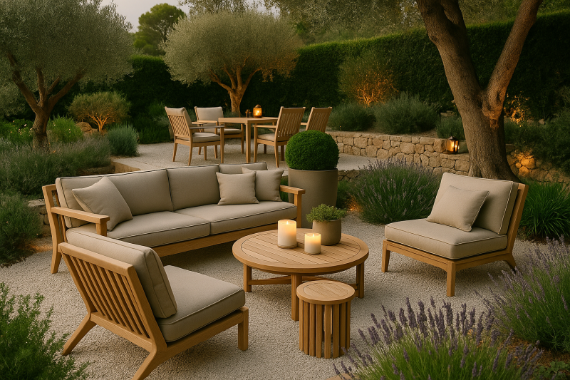 Aménagement extérieur moderne pour restaurant en Haute-Corse