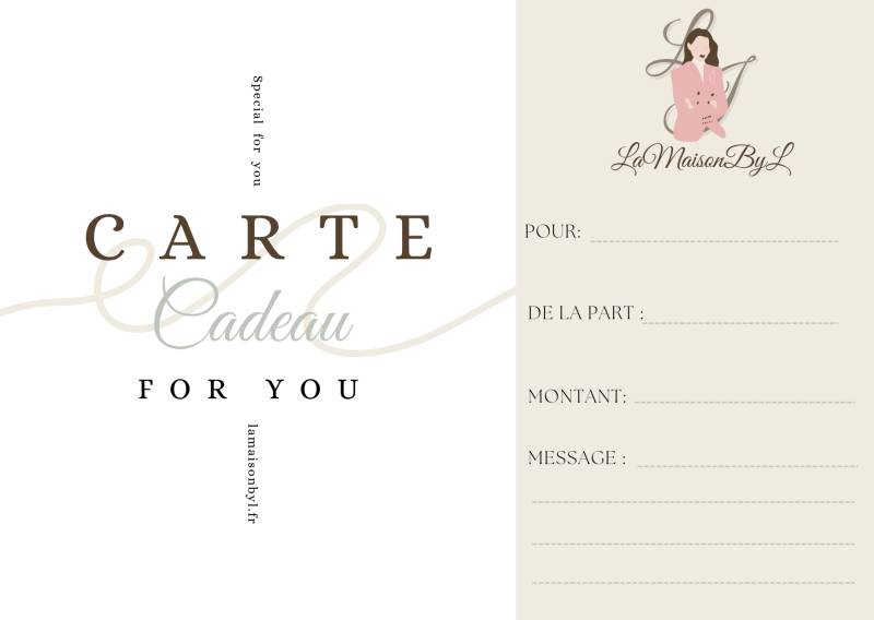 Carte Cadeaux disponible en numérique ou en main , LaMaisonByL