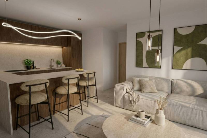 Aménagement haut de gamme d'une terrasse filante avec mobilier extérieur contemporain pour un appartement T2 à la résidence L'Oliu, Lucciana