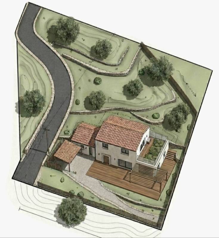 Plan de Masse d’une villa contemporaine à Miomu ouverte sur le paysage méditerranéen